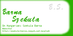 barna szekula business card